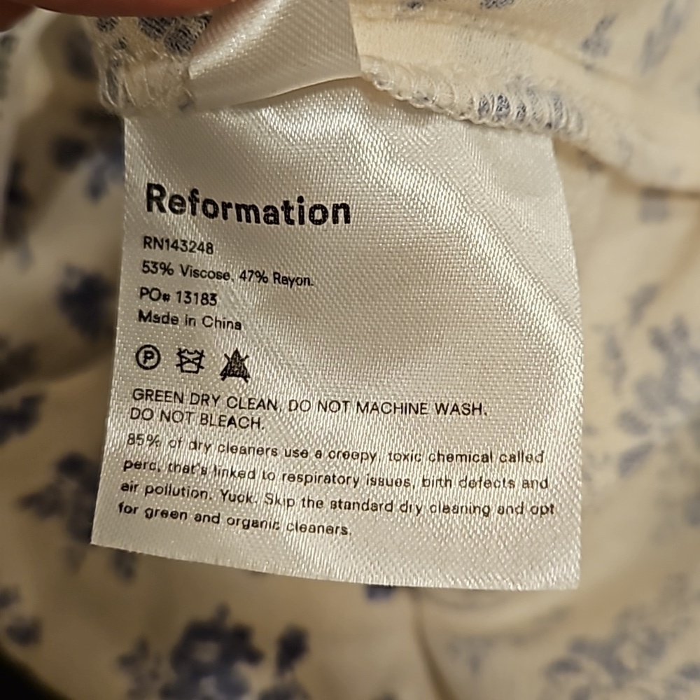 💕REFORMATION💕 Crimini Dress ~ Grace Blue & White Floral Print 10 NWOT - Picture 16 of 16